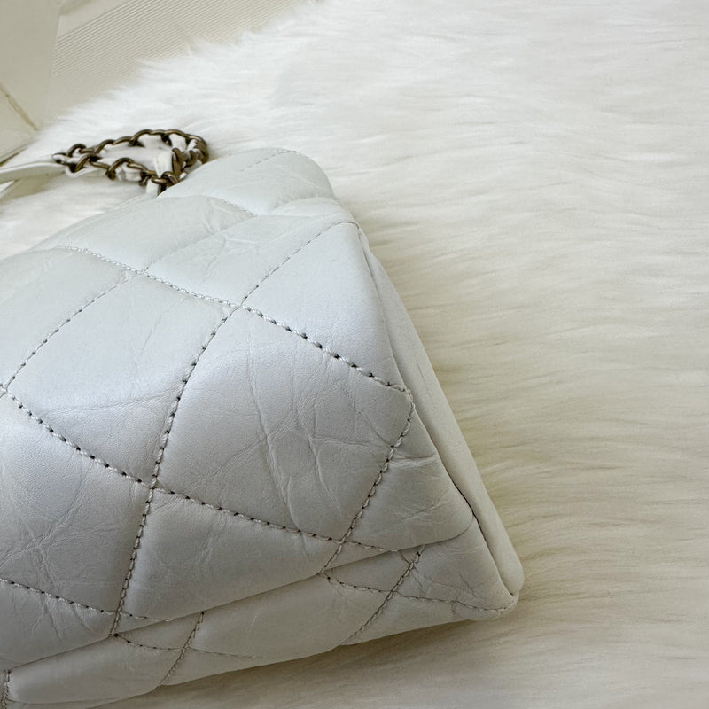 Chanel Just Mademoiselle Bowling Bag in White Calfskin and AGHW