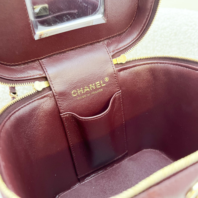 Chanel Top Handle Vanity Case in 21B Burgundy Red Caviar and LGHW