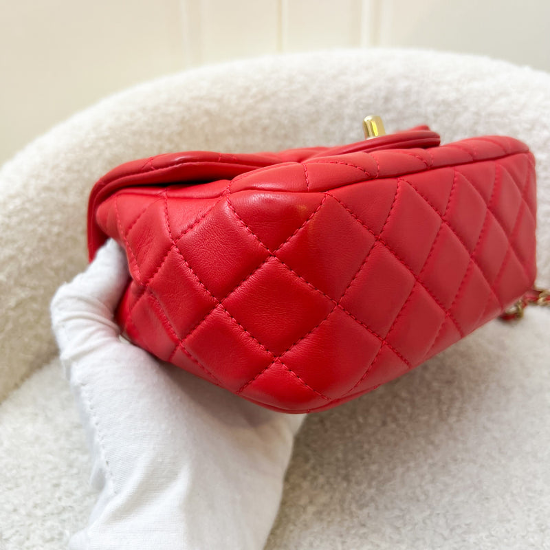 Chanel Pearl Crush Mini Square Flap in Red Lambskin and AGHW