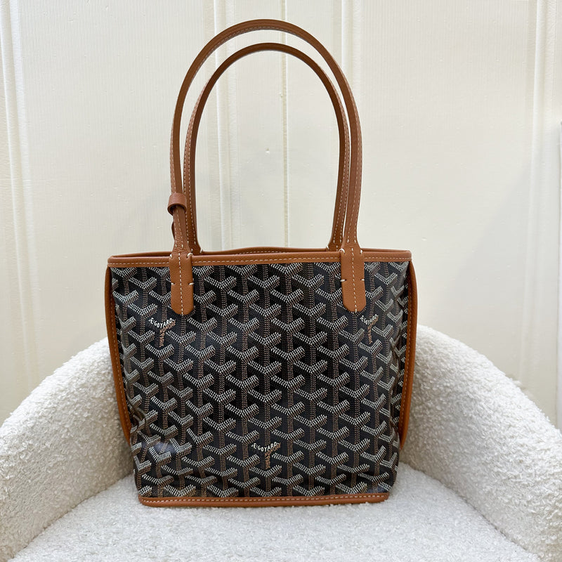 Goyard Mini Anjou in Black Goyardine Canvas with Camel Trim