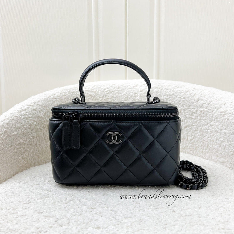 Chanel Top Handle So Black Small Vanity in Black Lambskin and Black HW