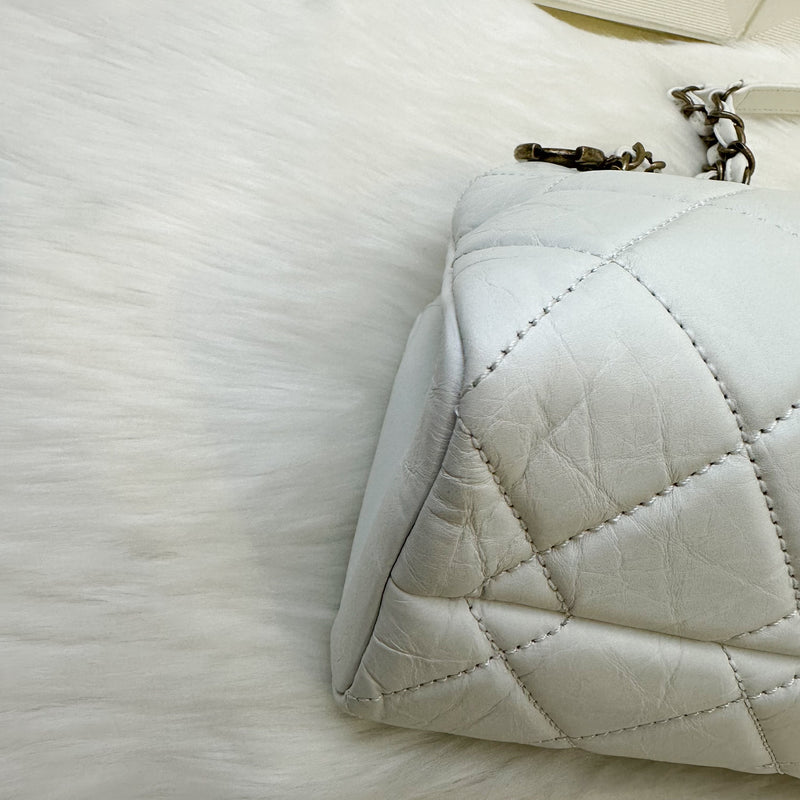 Chanel Just Mademoiselle Bowling Bag in White Calfskin and AGHW