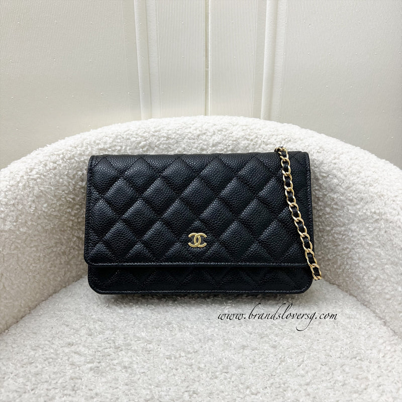 Chanel Classic Wallet on Chain WOC in Black Caviar and LGHW