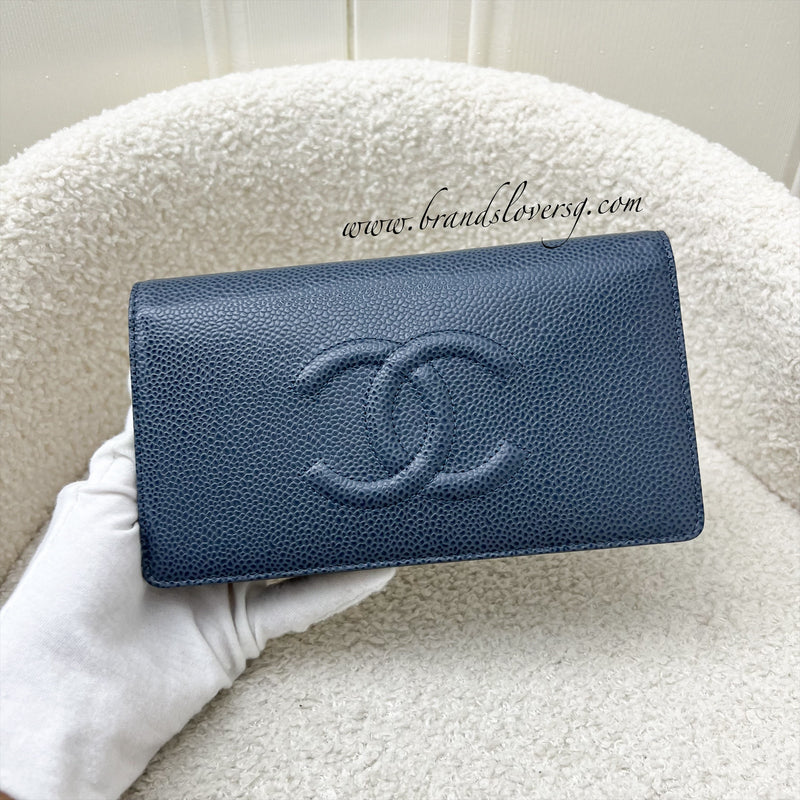 Chanel Timeless CC Long Wallet in Navy Blue Caviar and SHW