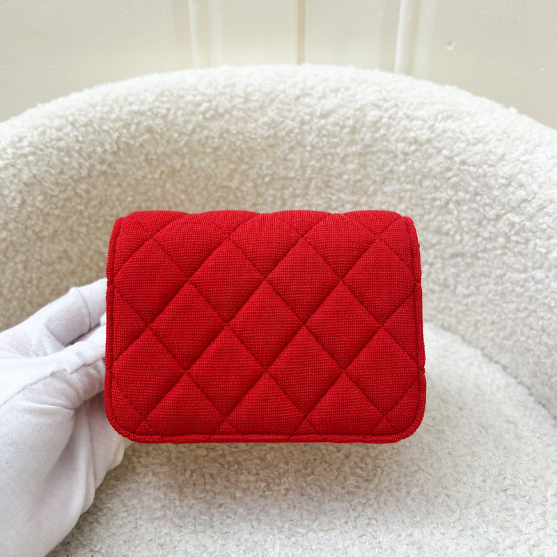 Chanel 2023 VIP Clutch on Chain in Red Jersey and LGHW