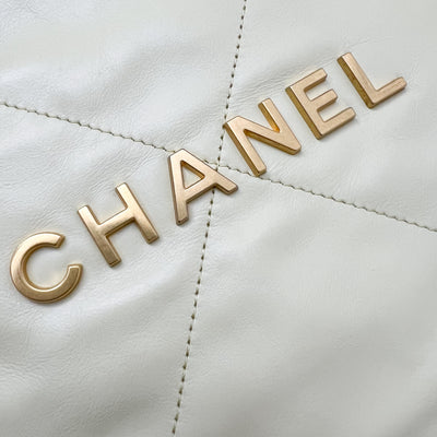 Chanel 22 Small Hobo Handbag in Pale Yellow Calfskin and AGHW