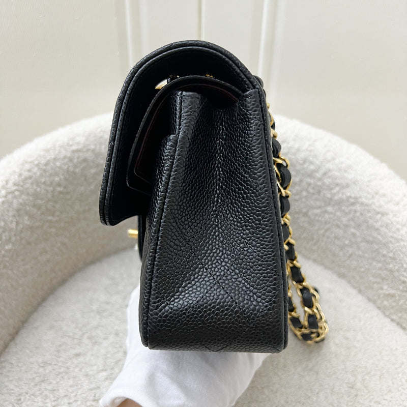 Chanel Small Classic Flap CF in Black Caviar and GHW (Model: A01113)