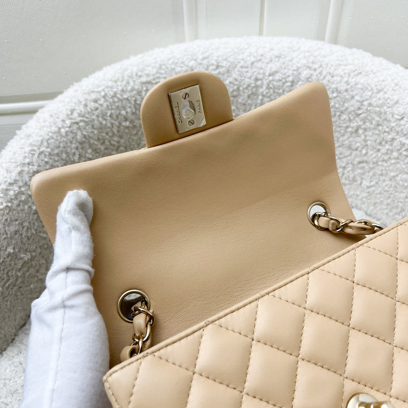 Chanel Classic Mini Rectangle in 22C Beige Stiff Lambskin and LGHW