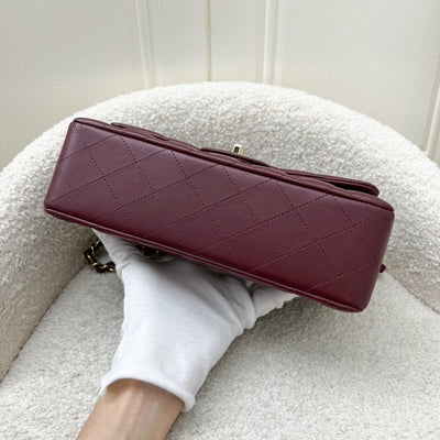 Chanel Small Classic Flap CF in Burgundy Lambskin and LGHW