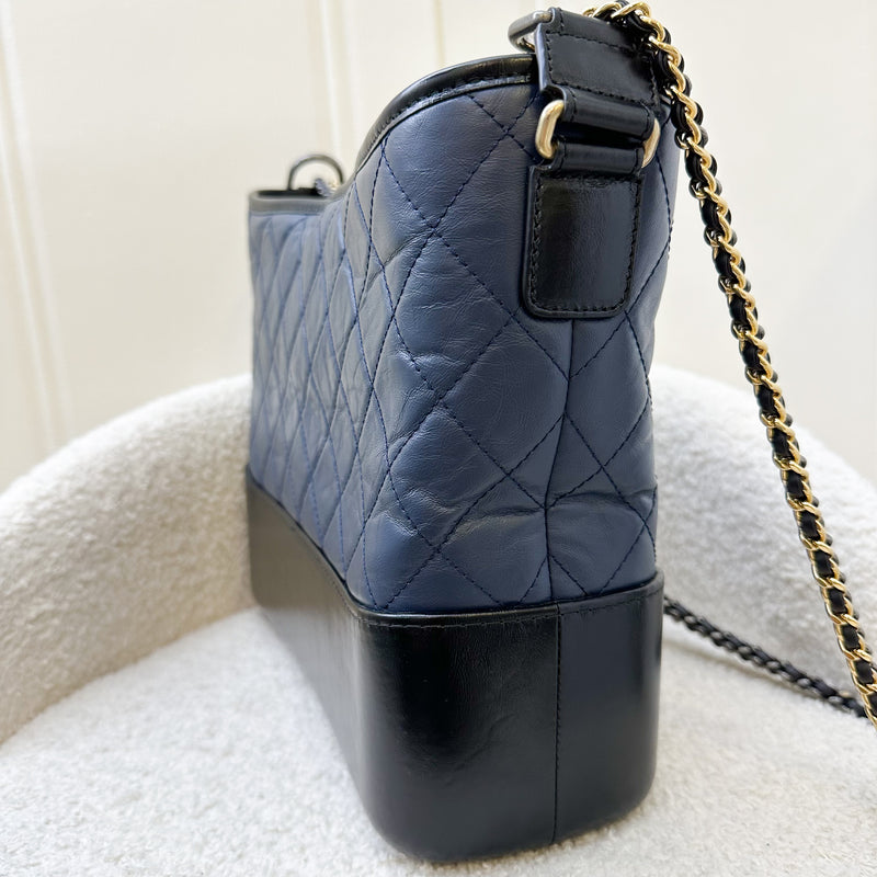 Chanel Medium (New Large) Gabrielle in Navy Distressed Leather and 3-Tone HW