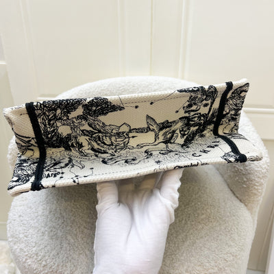 Dior Small Book Tote in Latte and Black Toile de Jouy Zodiac Embroidery