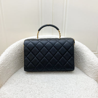 Chanel 23S Small / Mini Flap Bag with Top Handle in Black Caviar and AGHW