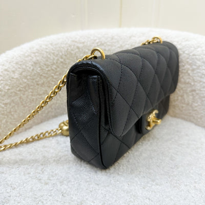 Chanel 24P Heart Adjustable Chain Mini 19cm Flap Bag in Black Caviar AGHW
