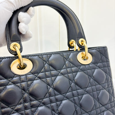 Dior Medium Lady Dior in Black Lambskin and GHW