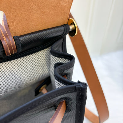 Hermes Herbag Zip 31 in Noir and Ecru / Noir Canvas, Fauve Leather and GHW