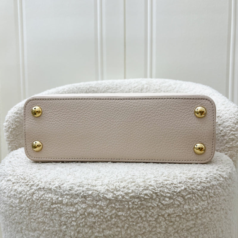 LV Capucines BB in Quartz (Cream) Calfskin, Pink and Cream Enamel and GHW