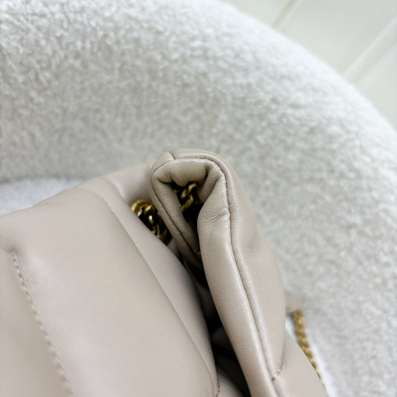 Saint Laurent YSL Small Loulou Puffer in Beige Lambskin and GHW