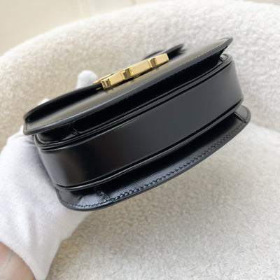 Celine Mini Besace Clea Flap Bag in Black Shiny Calfskin and GHW