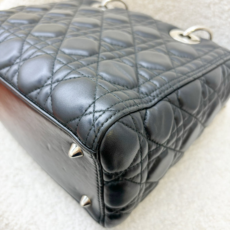 Dior Medium Lady Dior in Black Lambskin and SHW (New Version with Adjustable Strap)