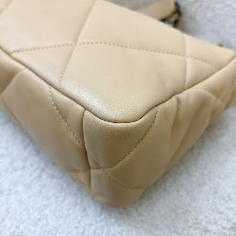 Chanel 19 Small Flap in 22C Beige Lambskin and 3-Tone Hardware