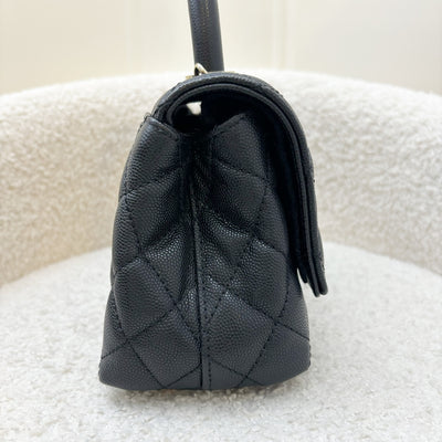 Chanel Mini 19cm Coco Handle Flap in Black Caviar and LGHW