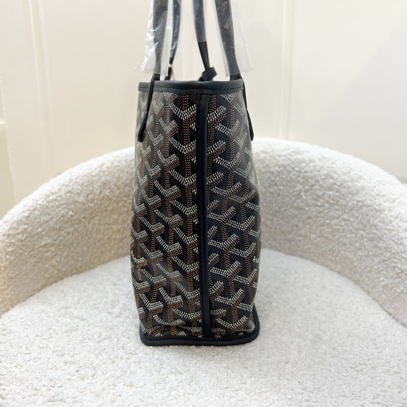 Goyard Mini Anjou Tote Bag in Black Goyardine Canvas and Leather