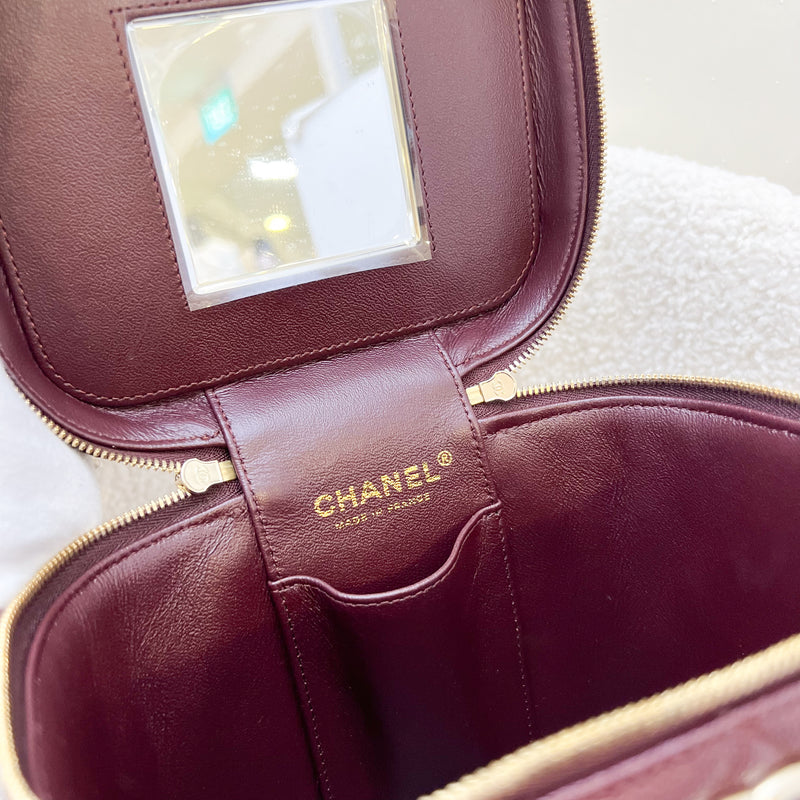 Chanel Top Handle Vanity Case in 21B Burgundy Red Caviar and LGHW