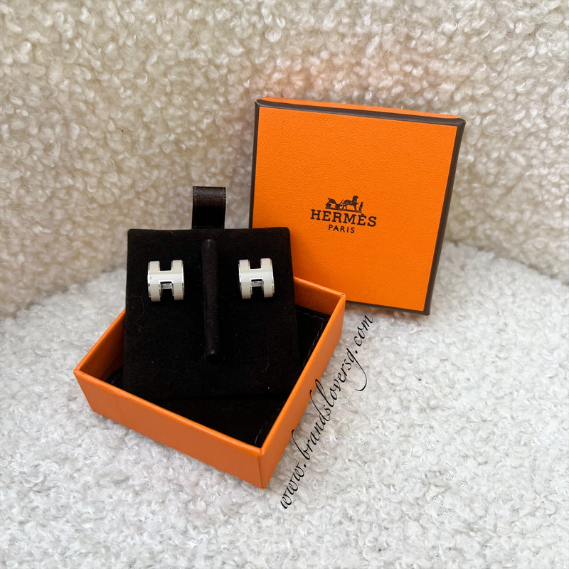 Hermes Pop H Earrings in Marron Glace Enamel and PHW