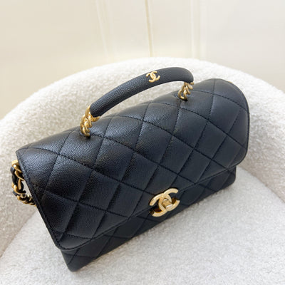 Chanel 23S Small / Mini Flap Bag with Top Handle in Black Caviar and AGHW