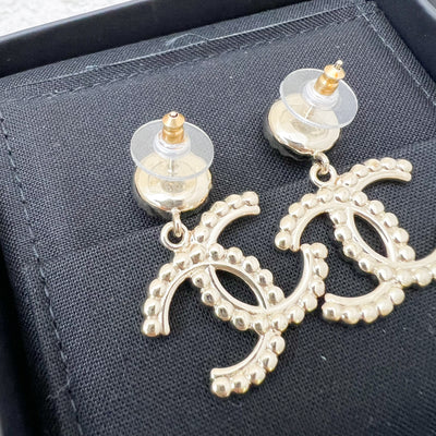 Chanel 20B Medium CC Logo Dangling Earrings with Diamantes and Pearls LGHW