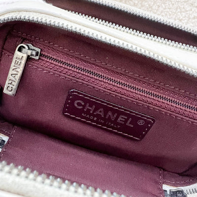 Chanel Seasonal Micro Camera Bag with CC Charm in Light Grey Calfskin and RHW