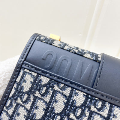 Dior 30 Montaigne Flap Bag in Dark Blue Oblique Canvas GHW