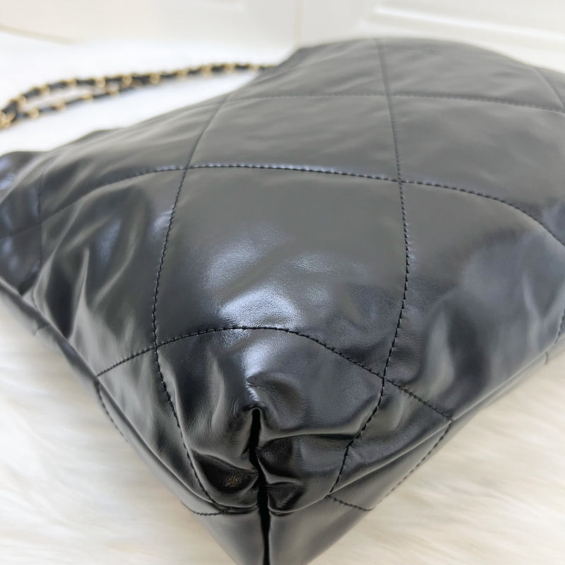 Chanel 22 Small Hobo Bag in Black Calfskin and AGHW