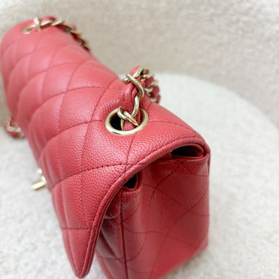 Chanel Classic Mini Rectangle Flap in 17C Dark Pink Caviar LGHW