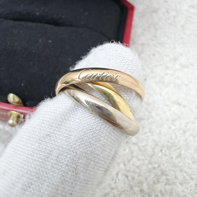 Cartier Trinity Ring in 18K Yellow Gold, White Gold and Rose Gold Sz 50