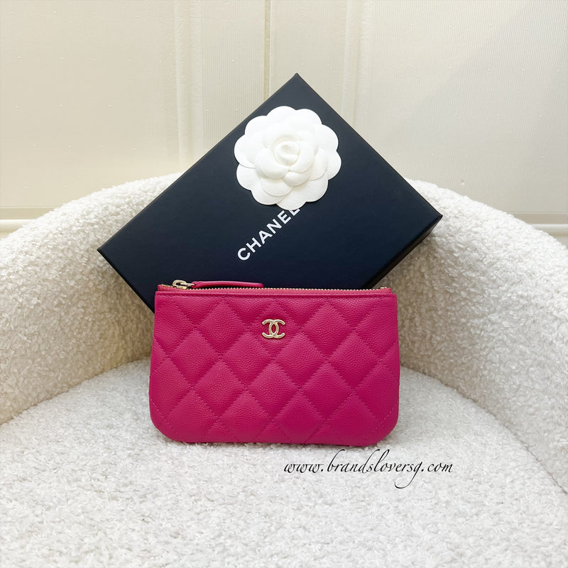 Chanel Classic Mini O-Case in Dark Pink Caviar and LGHW