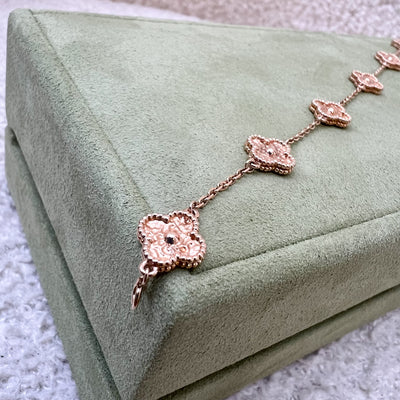 Van Cleef & Arpels VCA 6 Motif Sweet Alhambra Bracelet in Hammered 18K Rose Gold