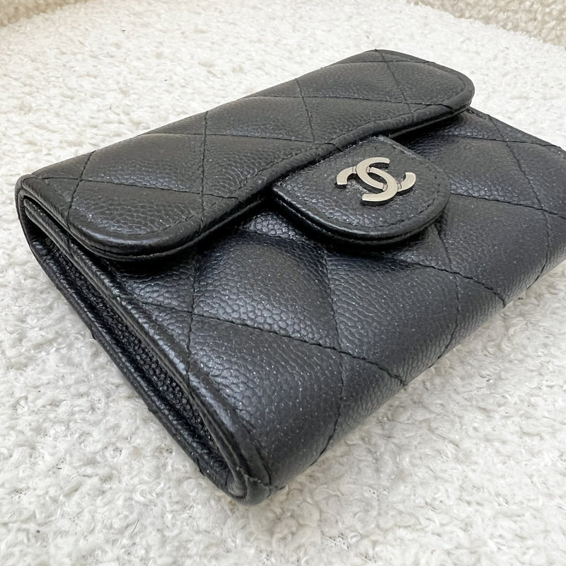 Chanel Classic XL Card Holder / Small Wallet in Black Iridescent Caviar and SHW