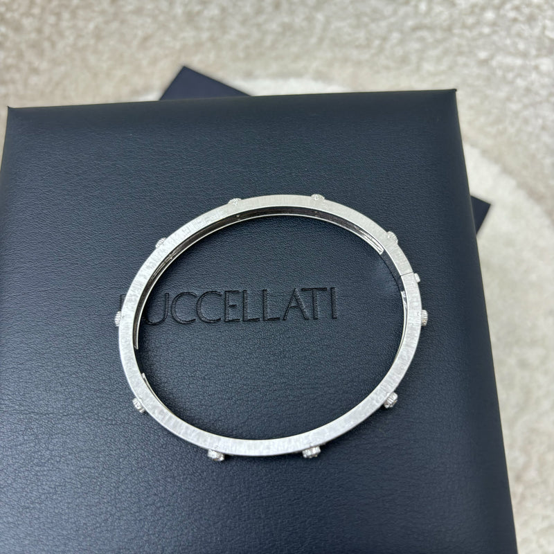 Buccellati Macri Classica Rhodium-Plated White Gold Bracelet with Diamonds Sz 16