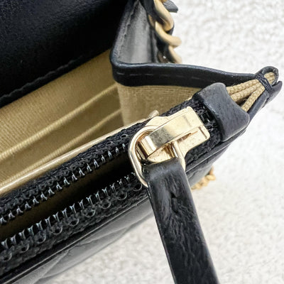 Chanel Pearl Crush Wallet on Chain WOC in 23K Black Stiff Lambskin and AGHW