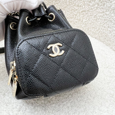 Chanel Business Affinity Mini / Micro Bucket Bag in Black Caviar and LGHW