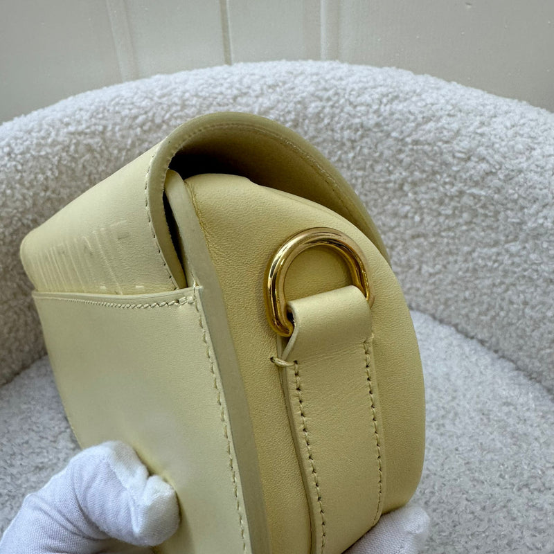 Dior Bobby East West Bag in Pale Yellow Calfskin and AGHW (With Additional Dior Canvas Strap)