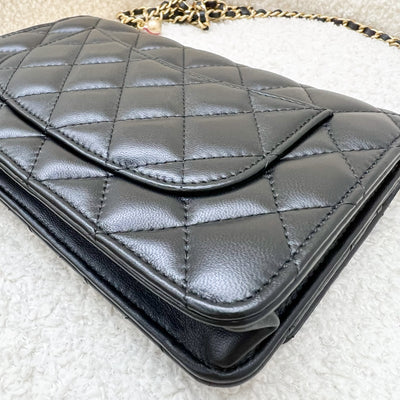 Chanel Pearl Crush Wallet on Chain WOC in Black Lambskin and AGHW