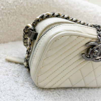 Chanel Seasonal Micro Camera Bag with CC Charm in Light Grey Calfskin and RHW