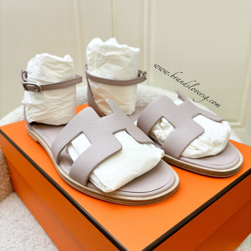 Hermes Santorini Sandal in Rose Porcelain in Size 37.5