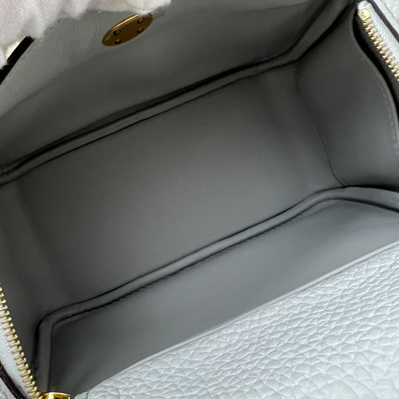 Hermes Mini Lindy in Bleu Pale Clemence Leather and GHW