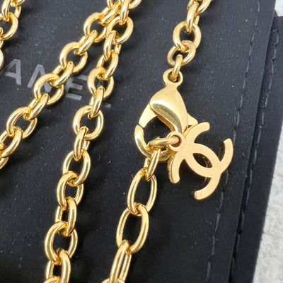 Chanel 22A Large CC Logo Long Necklace in GHW