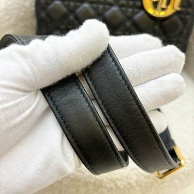 Dior Medium Lady Dior in Black Lambskin and GHW (New Version with Adjustable Strap)