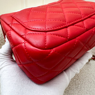 Chanel Pearl Crush Mini Square Flap in Red Lambskin and AGHW