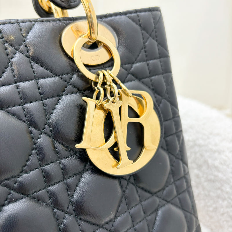 Dior Medium Lady Dior in Black Lambskin and GHW